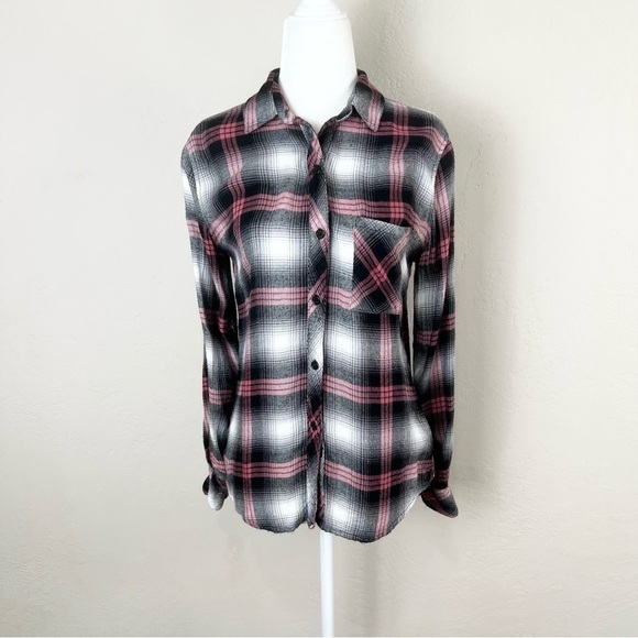 Rails‎ Hunter Black Taffy Plaid Button Down Flannel Shirt Size Extra Small - Picture 1 of 9